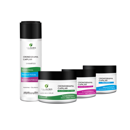 KIT CRONOGRAMA CAPILAR - 3 MÁSCARAS E 1 SHAMPOO